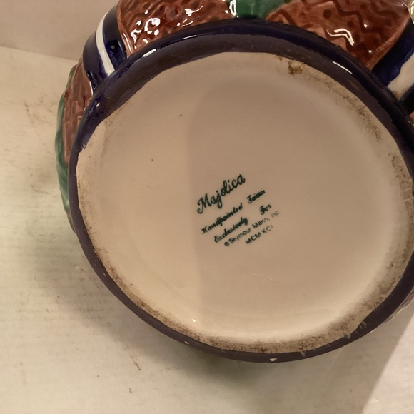 Majolica art nouveau style pitcher, lotus - Picture 8 of 9